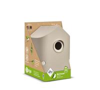 Elho Acogedora casa para pájaros de 18 cm, Caja para pájaros para jardín, Apta para más de 11 Especies, 100% plástico Reciclado, 17,6 x 18 x 23 cm, Beige/Beige Hongo