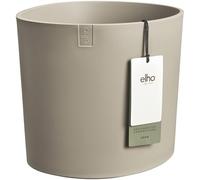 Elho Eden 30 - Maceteros Decorativos - Interior & Exterior - 100% Plástico Reciclado - Ø 28.2 x H 27.9 cm - Gris/Topo Suave