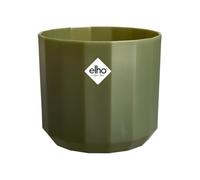 Elho Facet Rond 19cm - Maceteros Decorativos Interior - 100% Plástico Reciclado - Ø 18.6 x H 16.7 cm - Verde/Verde Bosque