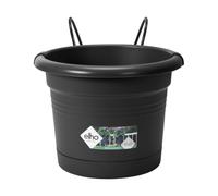 Elho Green Basics Balcony Potholder All-In-1 Macetero - Living Black | L 26 x An 19.5 x A 18.5 cm | Platillo integrado | Para uso en Exteriores