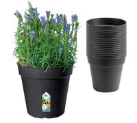 Elho Green Basics Juego de macetas - 100% Plástico Reciclado - Juego de 20 - Ø 17 x H 15.8 cm - Negro/Living Black