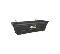 Elho Green Basics Trough Allin 1 50cm Jardinera - Living Black | L 25.5 x An 49 x A 16.5 cm | Platillo integrado | Para uso en Exteriores