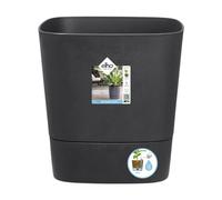 Elho Greensense Aqua Care Square 38 - Macetero por Interior y Exterior - 100% Plástico Reciclado - Ø 38.0 x H 38.9 cm - Gris/Charcoal Grey