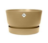 Elho Greenville Bowl 33cm Maceta - Arena Dorada | ∅ 32.5 x 19.4 cm | Platillo integrado | Macetero por Exterior | Plástico 100% reciclado