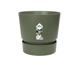 Elho Greenville Redondo 55cm - Macetero Grande Exterior - Incluye Depósito de Agua - 100% Plástico Reciclado - Verde/Leaf Green
