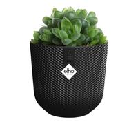 Elho Jazz Rond Mini 9cm - Maceteros Decorativos Interior - 100% Plástico Reciclado - Ø 9.2 x H 8.5 cm - Negro/Living Black