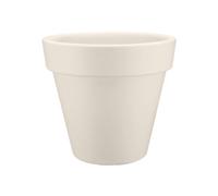 Elho Pure Round 40 - Macetero por Interior y Exterior - Ø 39.0 x H 35.7 cm - Blanco/Blanco Lino
