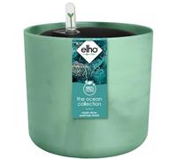 Elho The Ocean Collection Round con Sistema de Regado - Macetero por Interior - 100% Plástico Reciclado - Ø 22.3 x H 20.4 cm - Verde/Verde Pacífico
