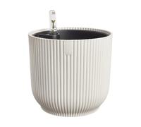 Elho Vibes Fold Round con Sistema de Regado - Macetero por Interior - 100% Plástico Reciclado - Ø 22 cm - Blanco/Blanco Lino