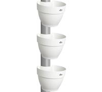 Elho Vibia Campana Drainpipe Clicker 40 - Macetas para Exterior - 100% Plástico Reciclado - Set de 3 - Ø 21.6 x H 16.3 cm - Blanco/Silky White