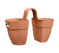 Elho Vibia Campana Flower Twin 21cm Jardinera - Terra | L 38.4 x An 20.5 x A 26.5 cm | Para uso en Exteriores