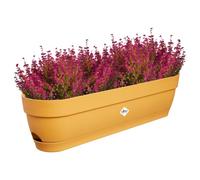 Elho Vibia Campana Trough 70cm jardineras - Honey Yellow | L 18.2 x An. 69 x Al. 17 cm | Plato integrado
