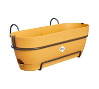 Elho Vibia Campana Trough allin1 50cm Jardinera - Honey Yellow | L 26 x An. 50.4 x Al. 17.7 cm | Plato integrado