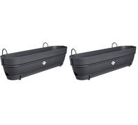 Elho Vibia Campana Trough Allin1 70 - Jardinera por Balcón - Ø 70.4 x H 17.7 cm - Negro/Anthracite (Paquete de 2)