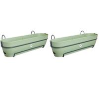 Elho Vibia Campana Trough Allin1 70 - Jardinera por Balcón - Ø 70.4 x H 17.7 cm - Verde/Pistache Green (Paquete de 2)