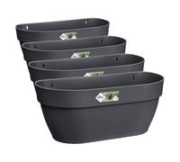 Elho Vibia Campana Wall Basket 35 - Jardinera por Balcón Exterior - Ø 35.0 x H 14.8 cm - Negro/Anthracite (Paquete de 4)