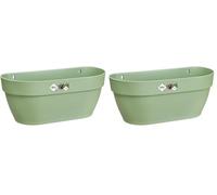 Elho Vibia Campana Wall Basket 35 - Jardinera por Balcón Exterior - Ø 35.0 x H 14.8 cm - Verde/Pistache Green (Paquete de 2)