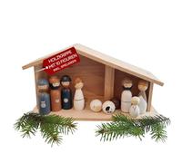 Eli Belén de madera para niños, incluye figuras de belén, animales e instrucciones de juego, guardería, cuna de madera para niños y niñas, historia de Navidad