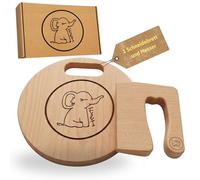 Eli® Juego de 2 cuchillos de cocina para niños, a prueba de niños, incluye cuchillo de cortar frutas y verduras, tabla de cortar de madera de haya