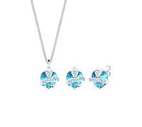 Eli - Juego de Collar con Colgante y Pendientes para Mujer de Plata de Ley con Cristales 45 cm