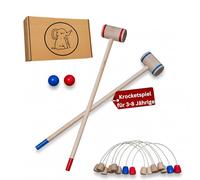 Eli Juego de croquet para niños, incluye raqueta, objetivos y bolas de madera, juego de crocket para interior y exterior, juguete a partir de 3 años, juguete de madera