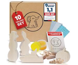 Eli® madera de tilo - figuras para tallar con instrucciones de talla para niños - set de manualidades - piezas de madera para principiantes - madera de tilo para tallar - madera para manualidades