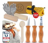 Eli® Set de Cuchillos para tallar para niños a Partir de 6 años - Cuchillo Infantil para Tallado con Guantes Resistentes a Cortes incluidos - Cuchillo de Talla para niños - Herramienta de Tallado