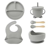 Eliano Seguro y antideslizante juego de vajilla de silicona para niños - 6 piezas | Perfecto para la introducción a los alimentos sólidos y aprender a comer por sí mismos | Se puede utilizar en el
