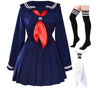 Elibelle Classic Japanese School Girls Sailor Dress Shirts Uniform Anime Cosplay Costumes with Socks set(Navy)(Plus size = Asia 5XL)(SSF07NV)