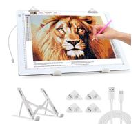 elice Mesa luminosa A3, 4800 lux, muy brillante, 5 mm, panel de luz ultrafino, para accesorios de pintura de diamante 5D, placa de luz regulable con soporte/clips plegables, almohadilla de luz A3 para