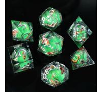 Elifel DND Dados con Núcleo Líquido, Dados Poliédricos de Borde Afilado Resina Arena Movediza para Mazmorras y Dragones, Hechos a Mano D&D Dados de rol D20 D12 D10 D8 D6 D4
