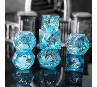 Elifel DND Dados con Núcleo Líquido, Dados Poliédricos de Borde Afilado Resina Arena Movediza para Mazmorras y Dragones, Hechos a Mano D&D Dados de rol D20 D12 D10 D8 D6 D4