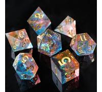 Elifel Juego Dados DND 7 Piezas D4 D6 D8 D10 D12 D20 D% Poliédrico Hecho a Mano Resina con Bordes Afilados Dados D&D para Mazmorras y Dragones Pathfinder Roll Juegos de Mesa RPG MTG con Caja Regalo