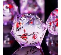 Elifel Juego de dados RPG con temática oceánica, 7 dados poliédricos de resina para calabozos y dragones, diseño de pez koi hecho a mano, azul y verde, 16 mm