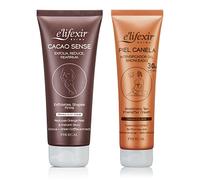 Elifexir Cacao Sense + Piel Canela | Exfoliante Corporal Reafirmante e Hidratante + Gel Bronceador SPF 30 Acelerador del Bronceado | Waterproof | Protector Solar UVA, UVB e IR-A | 200ml + 150ml
