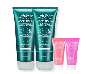 Elifexir | Pack 2 unidades Nocturslim + 2 Minitallas Senobell y Actidren | Gel Quemagrasas Reductor Lipoescultor Noche | Drenante, Anticelulítico y Reafirmante Potente | Frescor y Rápida Absorción