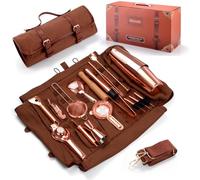 Eligara Cocktail Set de 17 Piezas para Regalo, Bolsa Kit de Barman, Conjunto de Bar Profesional, Barman Bartender Kit Bolsa de Bar Portátil con Correa para Bar en Casa, Fiestas, Viajes de Campamento