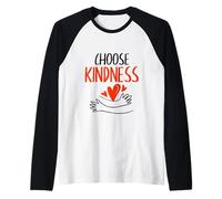 Elige amabilidad, corazón retro, positividad, sé amable y motivacional Camiseta Manga Raglan