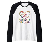 Elige INCLUIR Meme Pieza de Rompecabezas de corazón de Conciencia sobre el Autismo Camiseta Manga Raglan