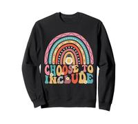 Elige incluir para Profesor de Autismo Groovy Retro Rainbow Sudadera