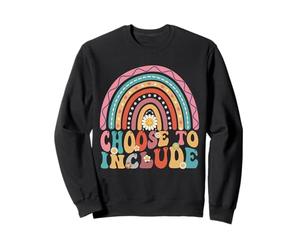 Elige incluir para Profesor de Autismo Groovy Retro Rainbow Sudadera