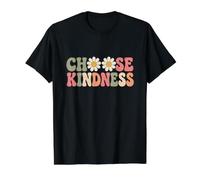 Elige Kindness, Flor de Margarita Retro, Positiva e inspiradora Camiseta gráfica económica, Hombre, Negro, M