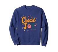 Elige la impresión Retro inspiradora Joy para los Amantes de la positividad Sudadera, Unisex para Adultos, Azul Marino, XXL