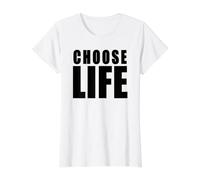 Elige la Vida 80s Fun Vintage Retro Big Bold Negro Letras Camiseta gráfica económica, Mujer, Blanco, XS