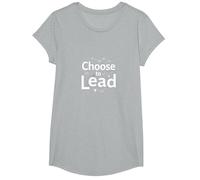 Elige liderar: Tema Inspirador de Red Motivacional Camiseta, Niñas, Gris Jaspeado, XS