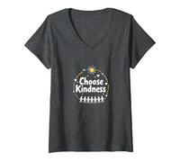 Elija la bondad Inspirando Unidad Compasión Mensaje Camiseta Cuello V, Mujer, Jaspeado Oscuro, M
