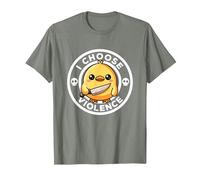 Elijo la Violencia Hoy, Pato la ironía y el Sarcasmo, Funny Duck Camiseta, Hombre, Verde Militar Jaspeado, 3XL