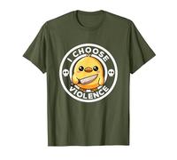 Elijo la Violencia Hoy, Pato la ironía y el Sarcasmo, Funny Duck Camiseta, Hombre, Verde Oliva, S