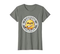 Elijo la Violencia Hoy, Pato la ironía y el Sarcasmo, Funny Duck Camiseta, Mujer, Verde Militar Jaspeado, 3XL