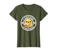 Elijo la Violencia Hoy, Pato la ironía y el Sarcasmo, Funny Duck Camiseta, Mujer, Verde Oliva, 3XL